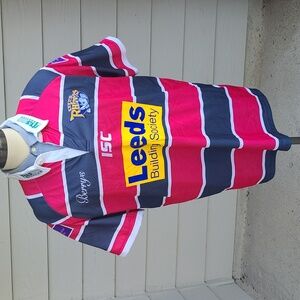 LEEDS RHINOS Multicolor Polyester ISC Trikot Sz 3XL Mens Rugby Jersey Polo Shirt